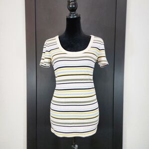 Talbots Stretch Striped Popover Top Size Medium